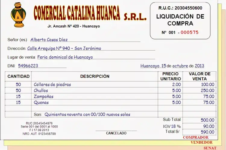 Liquidación de compra